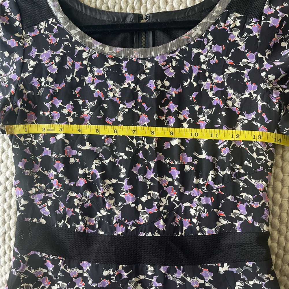 Marc by Marc Jacobs Black and Purple Silk Fit and Flare Dress - Picture 9 of 16